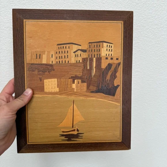 Vintage Sorento Italian Marquetry Inlaid Wood Wall Art - Picture 1 of 4